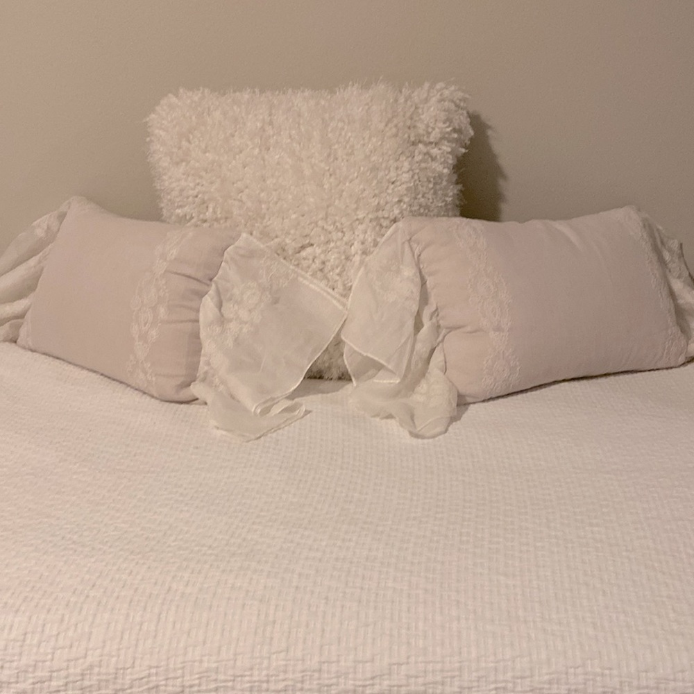 Pair of Wamsutta delicate pillows with wide end ruffled